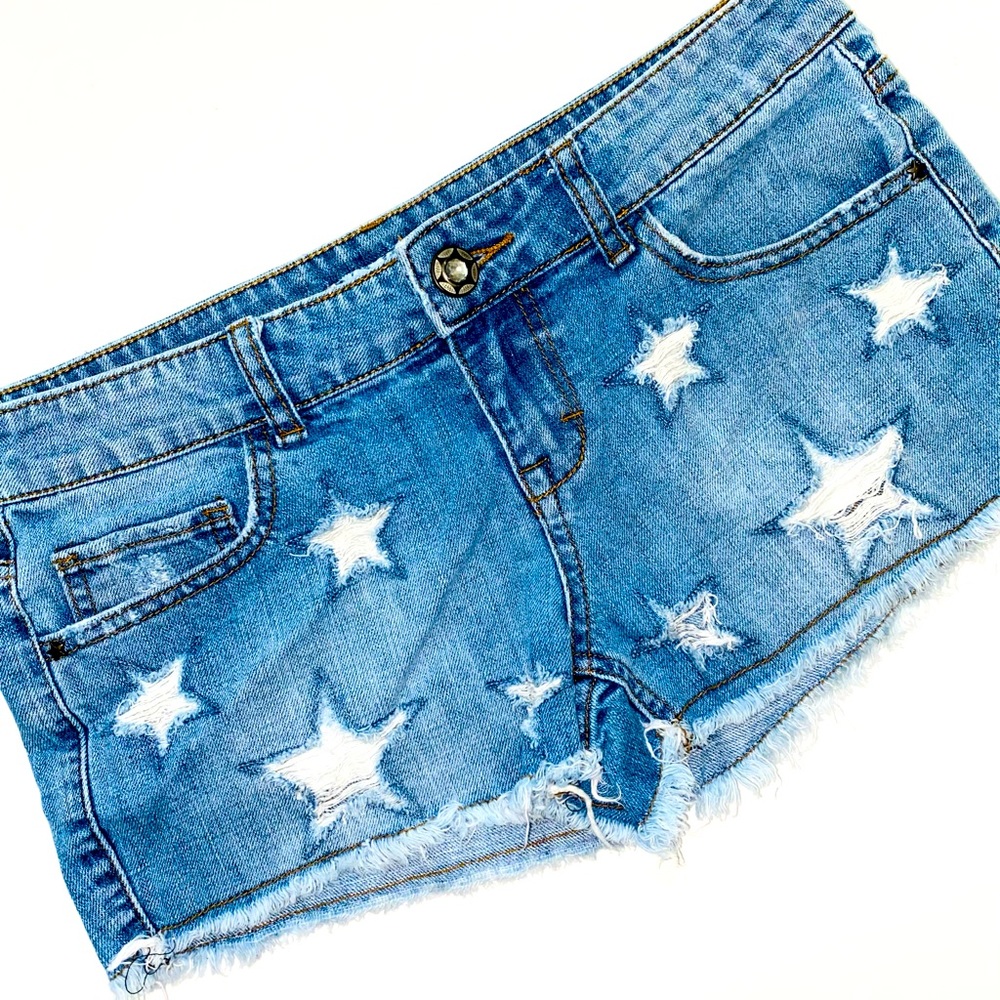 B1G1 Karma Blue Distressed Jean Shorts